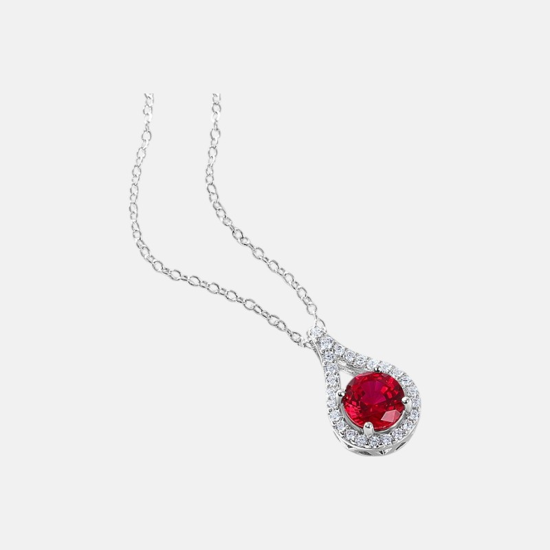 Handmade Ruby Pendant Necklace – Teardrop Gem in S925 Silver Chain