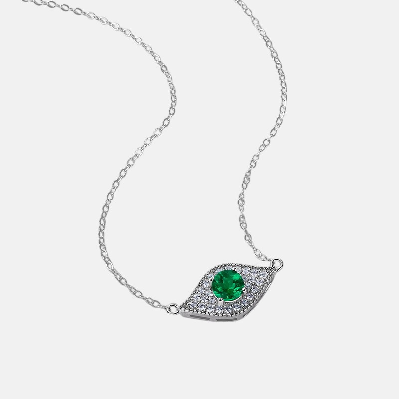 Ruby Birthstone Necklace – Oval “Evil Eye” Pendant in S925 Silver