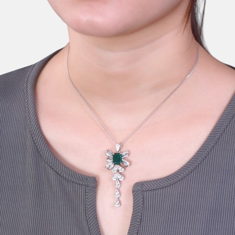 Silver Tassel Necklace – Ruby Bow Pendant in S925 Sterling with Elegant Drape