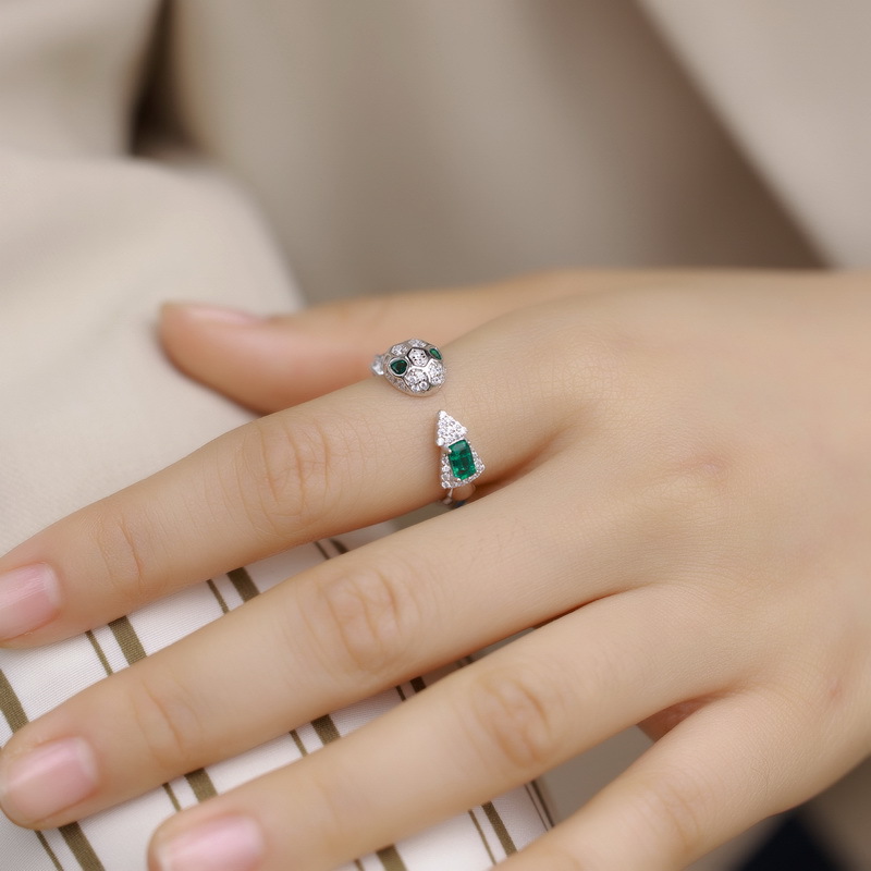 Snake Jewelry for Women – Adjustable S925 Sterling Silver Serpent Ring