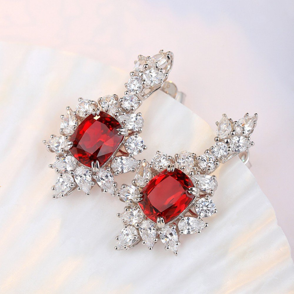 Women’s Ruby Earrings – Lab-Created Red Studs in S925 Silver