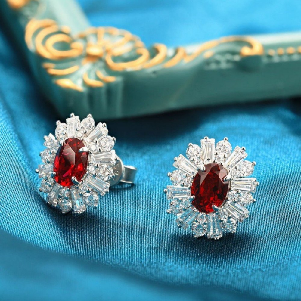 Silver Ruby Earrings – Lab-Created Ruby Studs in 925 Sterling Silver