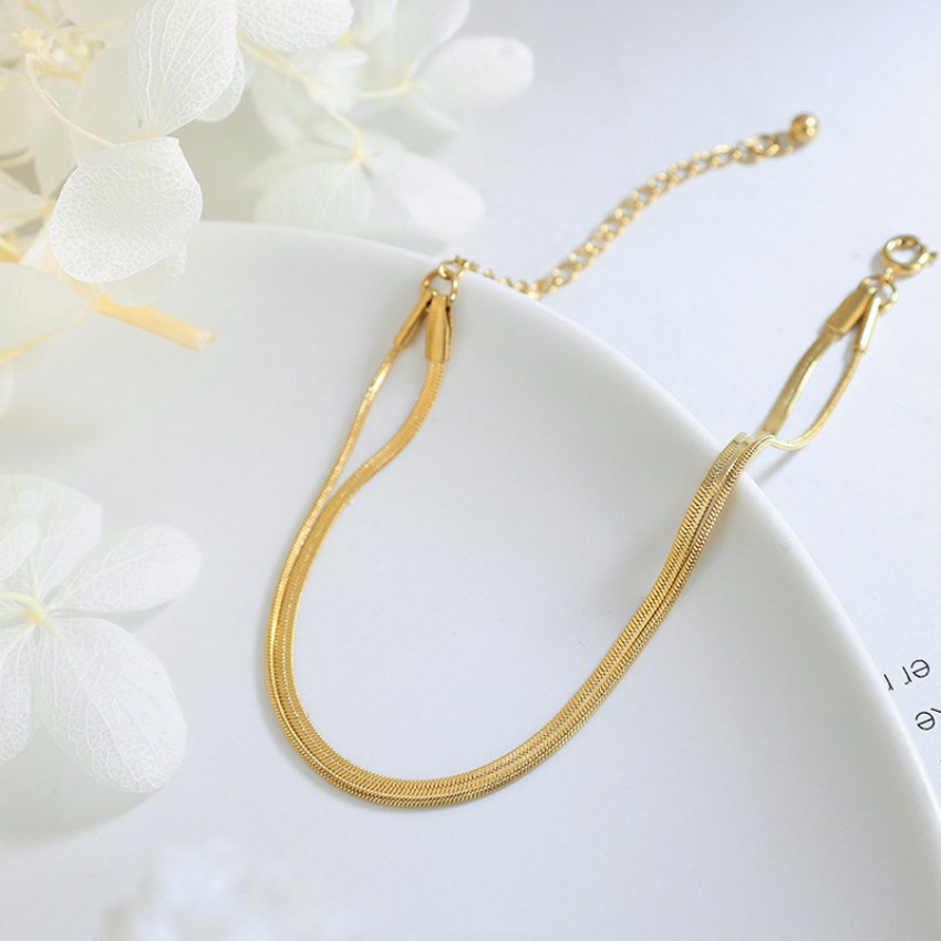 Double Chain Bracelet – Gold Plated Stainless Steel Minimalist Design