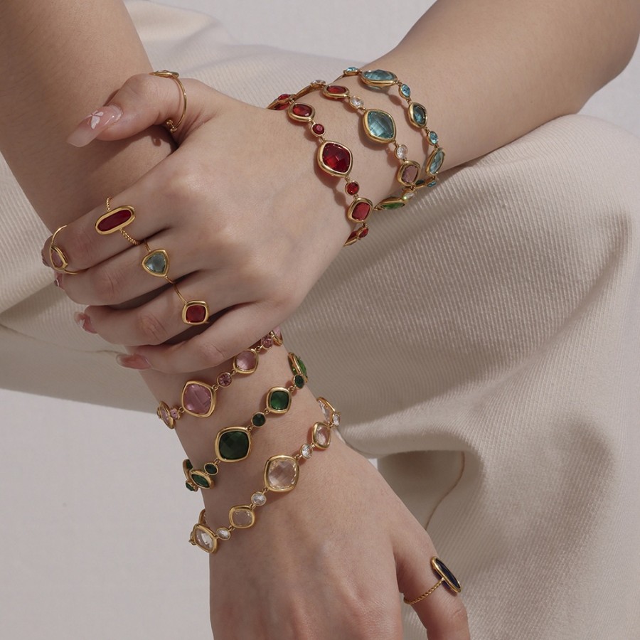 Romantic Bracelet – Czech Cut Glass Stone Bracelet with Sparkling Facets