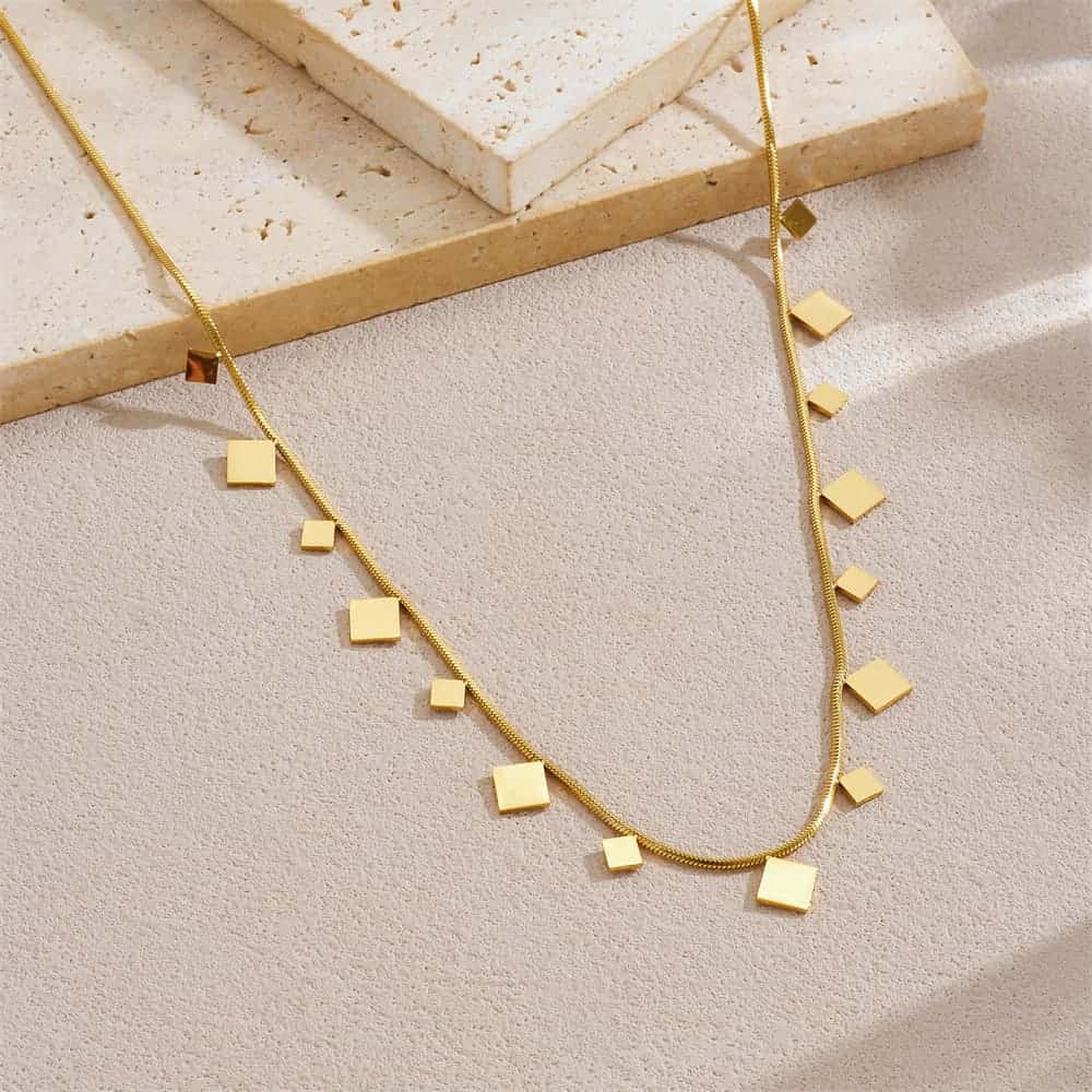 Gold Stainless Steel Necklace – Minimalist Polished Disc Chain