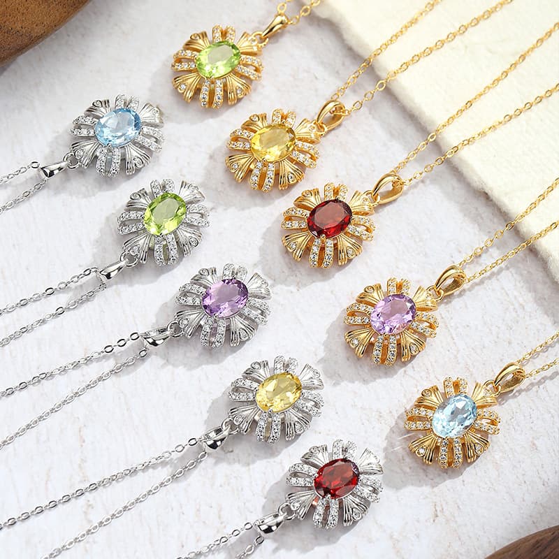 Natural Crystal Pendant Necklace – S925 Sterling Silver | Blingku