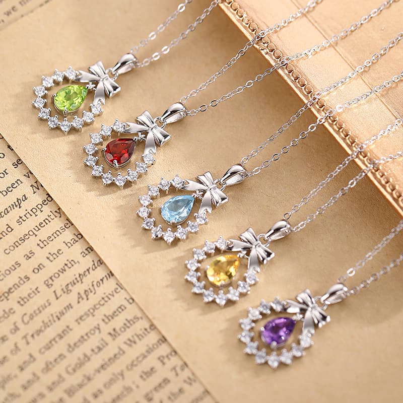 Bow Necklace – Floral Wreath Pendant in S925 Sterling Silver | Blingku