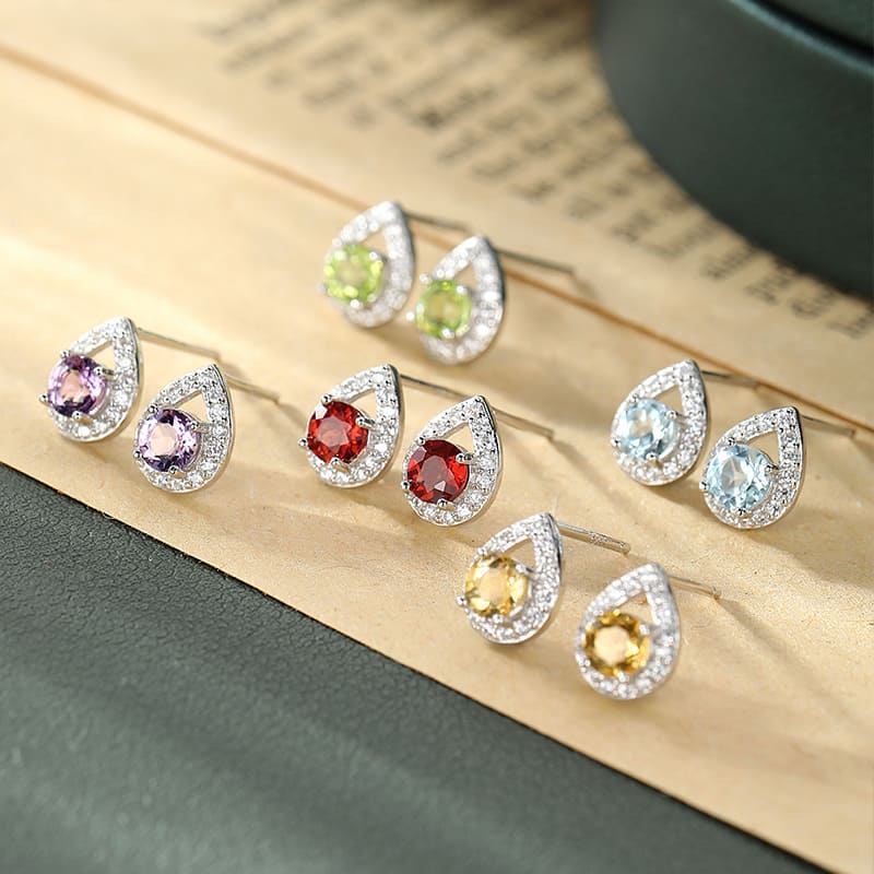 Teardrop Earrings – S925 Sterling Silver with Natural Peridot
