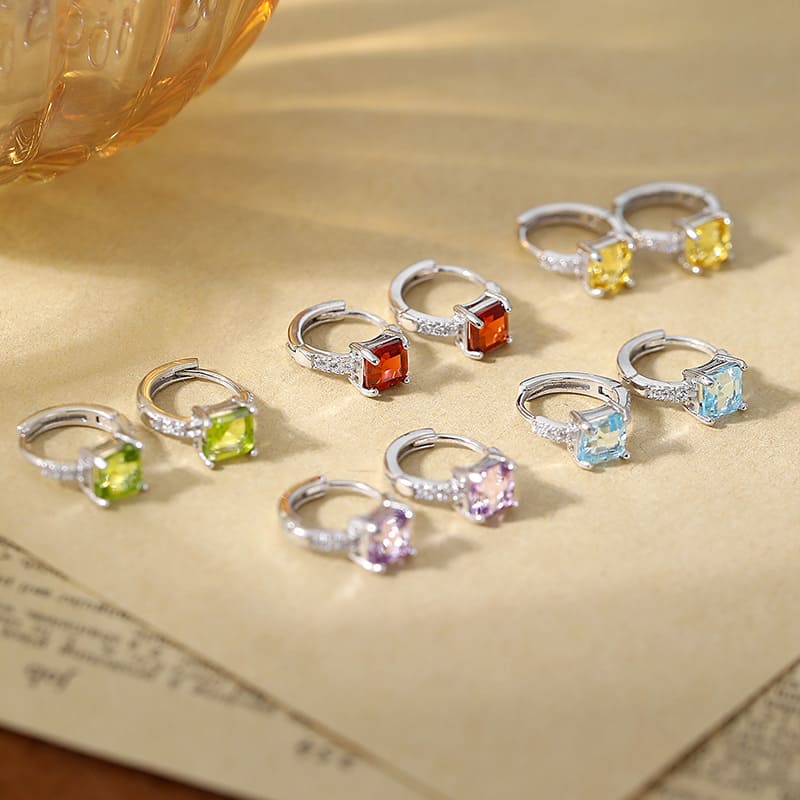 Cube Earrings – S925 Sterling Silver Luxury Hoop with Sugar Cube Detail