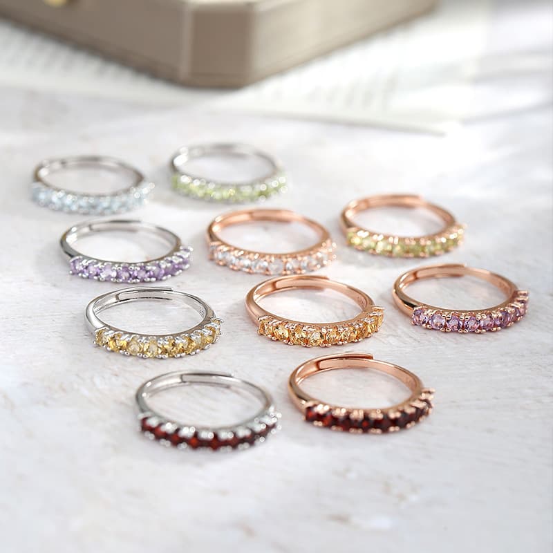 18K Gold Plated Crystal Band – Peridot Stacking Ring in Sterling Silver