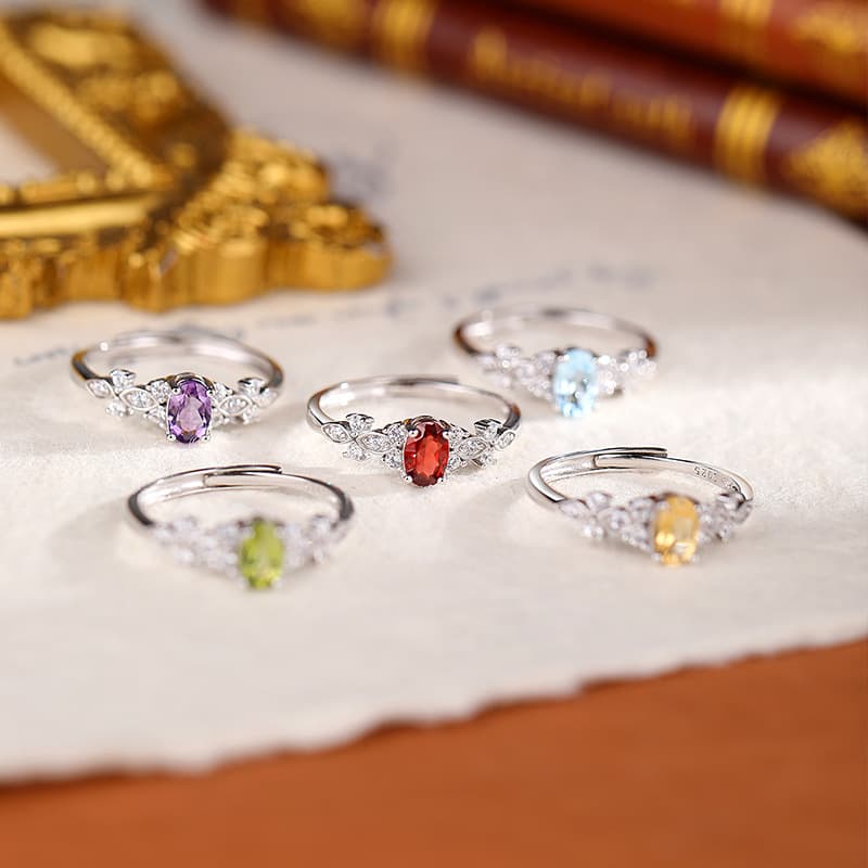 Leaf-Inspired Dazzling Gemstone Ring – Natural Peridot Ring for Women