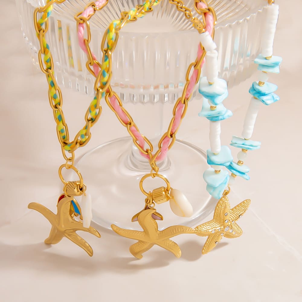 Christmas Gift Necklace – DIY Natural Stone Beach Shell & Starfish Choker