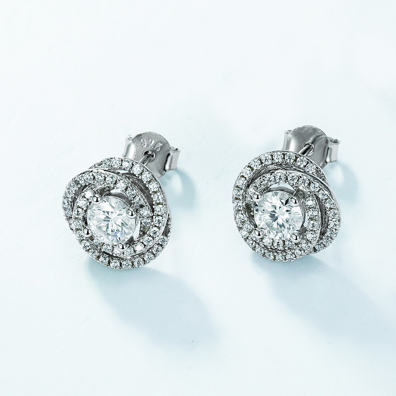 New Floral Sparkling Moissanite Stud Earrings – S925 Silver, Ultra-Brilliant Design