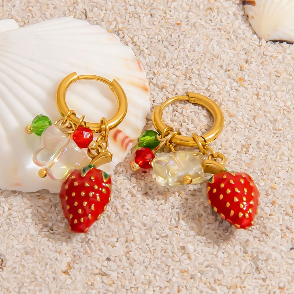 Gold Plated Earring Set – 5-Piece Ocean Style Studs with Pearl & Stone