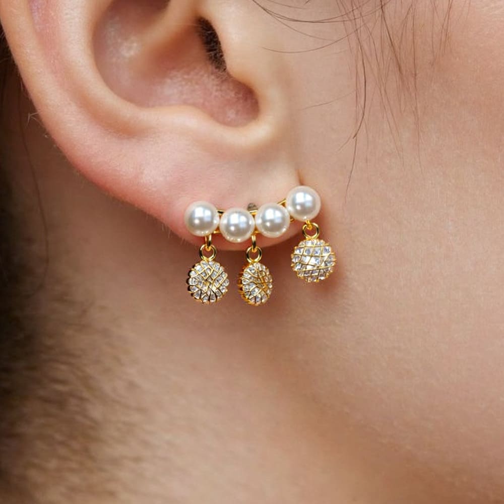 Gold Plated Stud Earrings – 925 Silver Butterfly, Pearl & CZ C-Shape Studs (3 Styles)