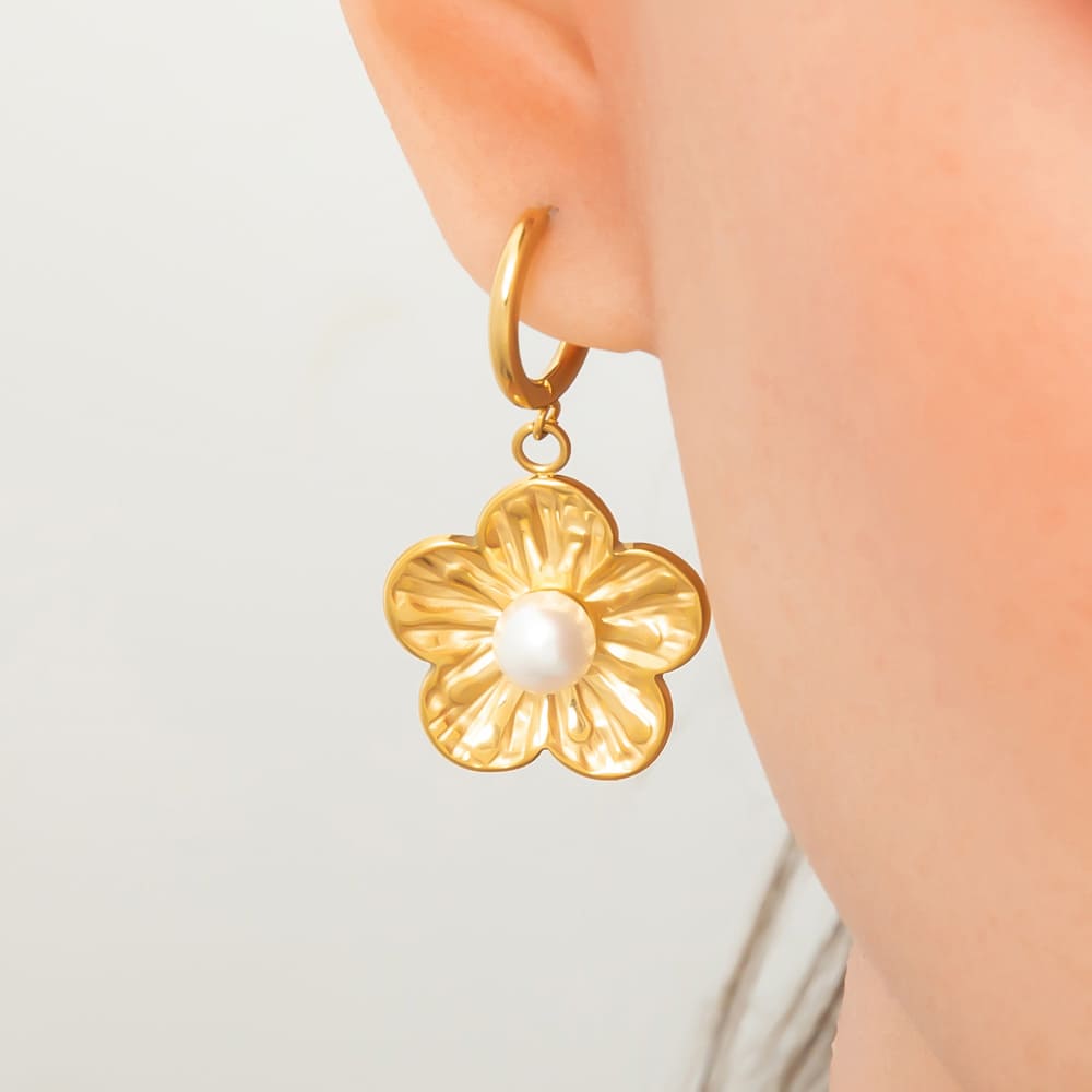 Flower Pearl Earrings – Fresh INS Style Floral Studs with Pearls