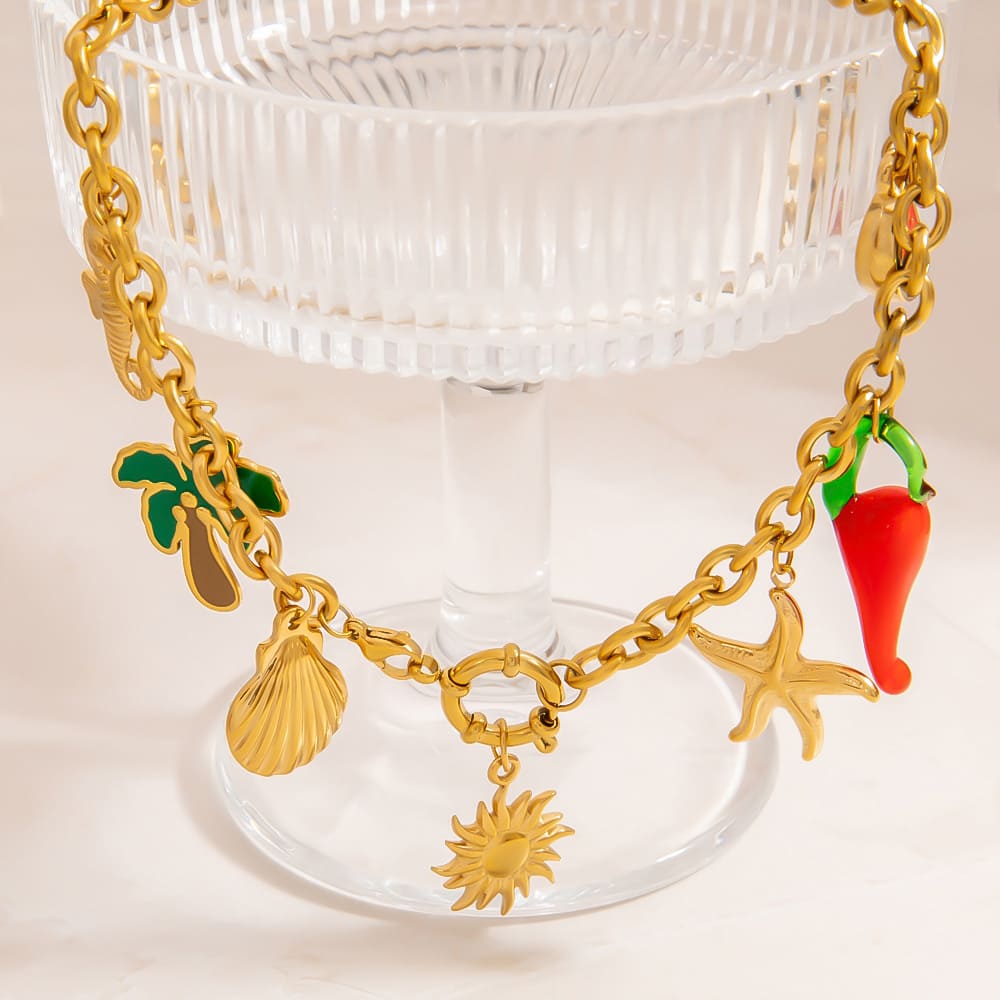 Simple Bridesmaid Necklace – Fun Summer DIY Pendant with Chili, Palm & Watermelon