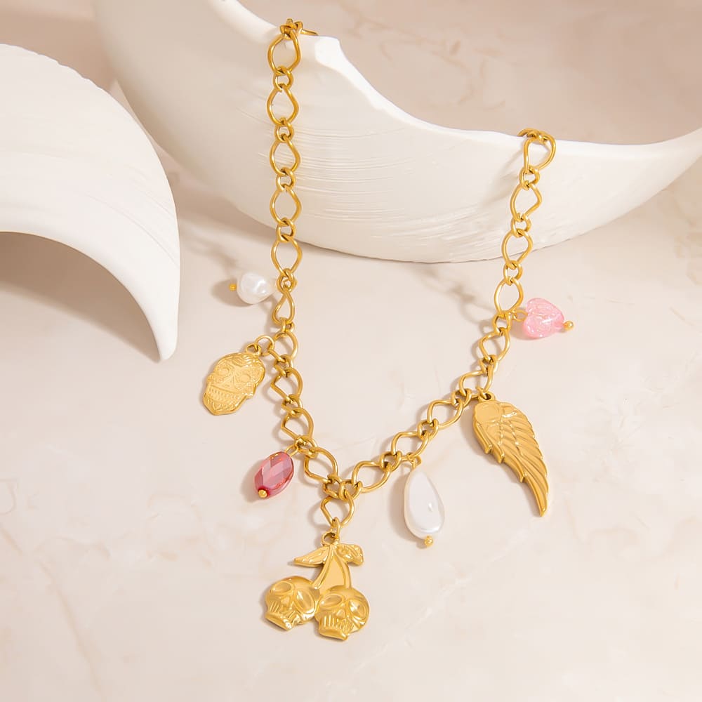 Matching Necklaces for Couples – Angel & Devil Vintage Skull Pendant Set