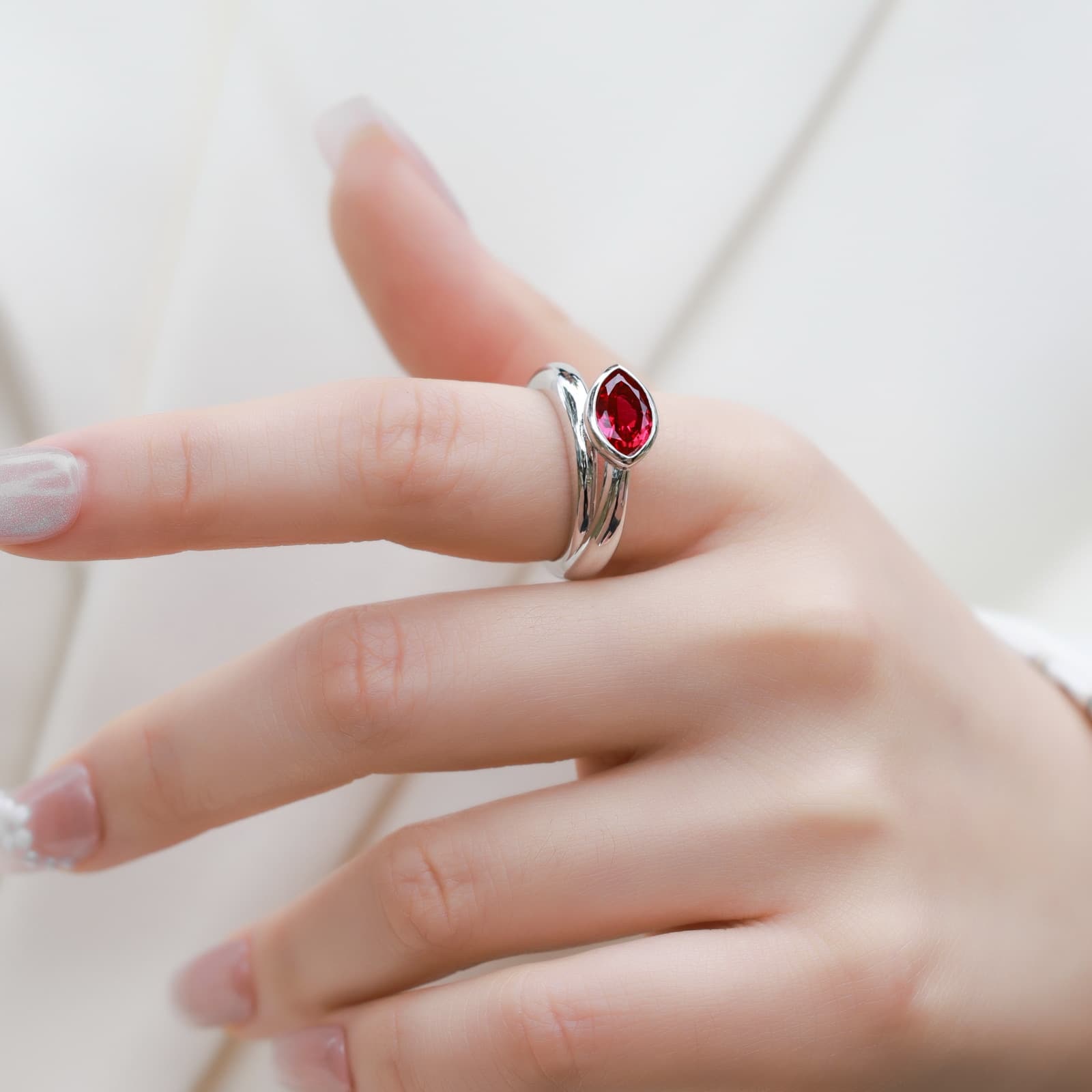 S925 Sterling Silver Oval Sapphire Ring – September Birthstone