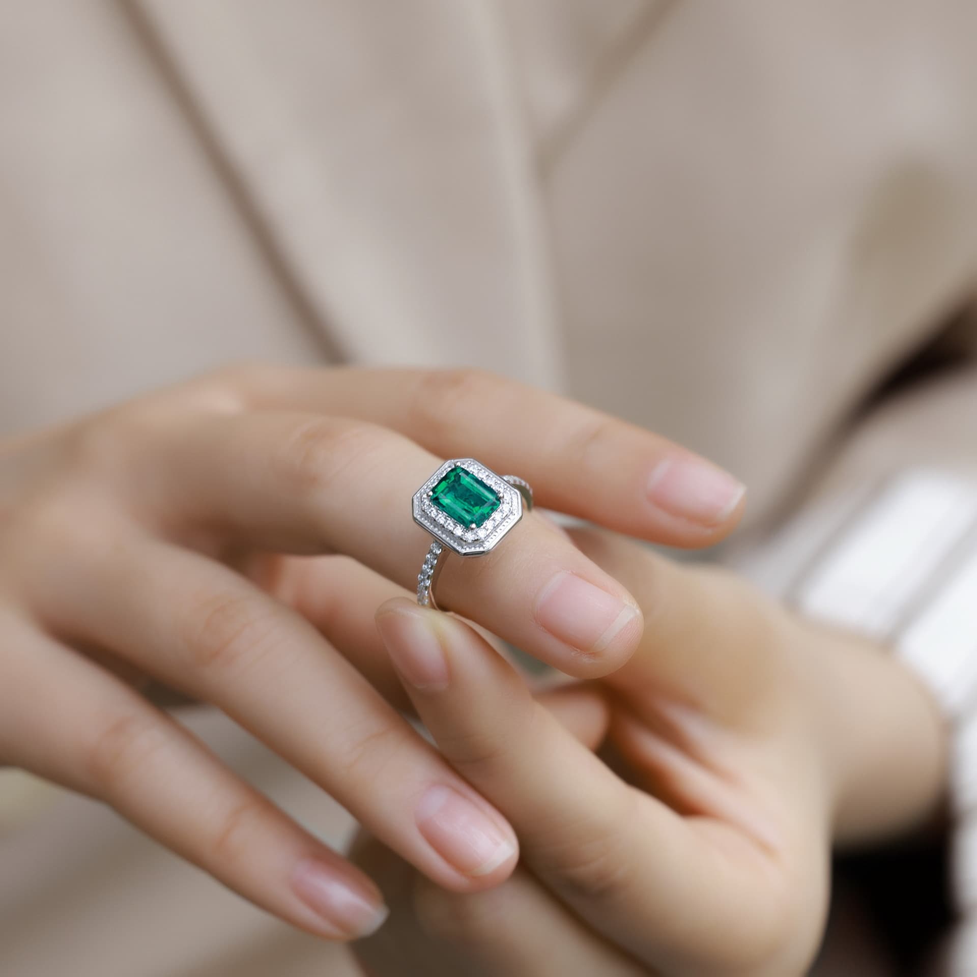 Geometric Sapphire Ring S925 Sterling Silver September Birthstone Jewelry