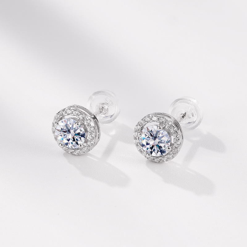 S925 Silver Moissanite Round Bezel Set Stud Earrings – Stylish & Elegant