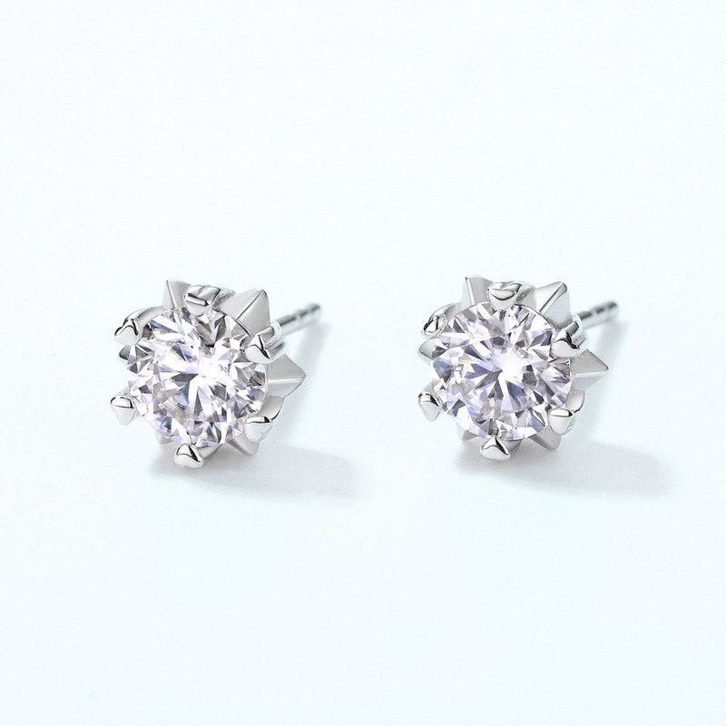 Moissanite Snowflake Stud Earrings – S925 Silver Elegant Gift for Mom