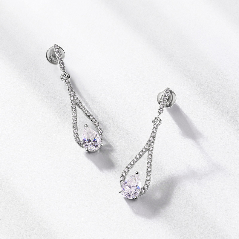 Long Moissanite Drop Earrings – S925 Silver Statement INS Style