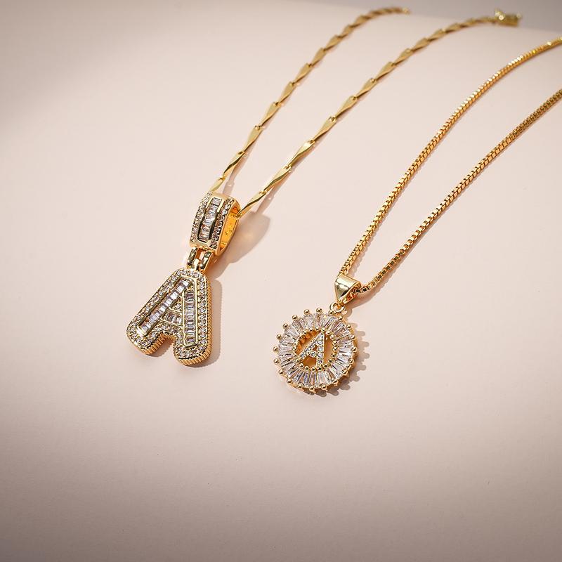 Letter Necklace – Iced Out Double Layer A–Z Alphabet Pendant Necklace