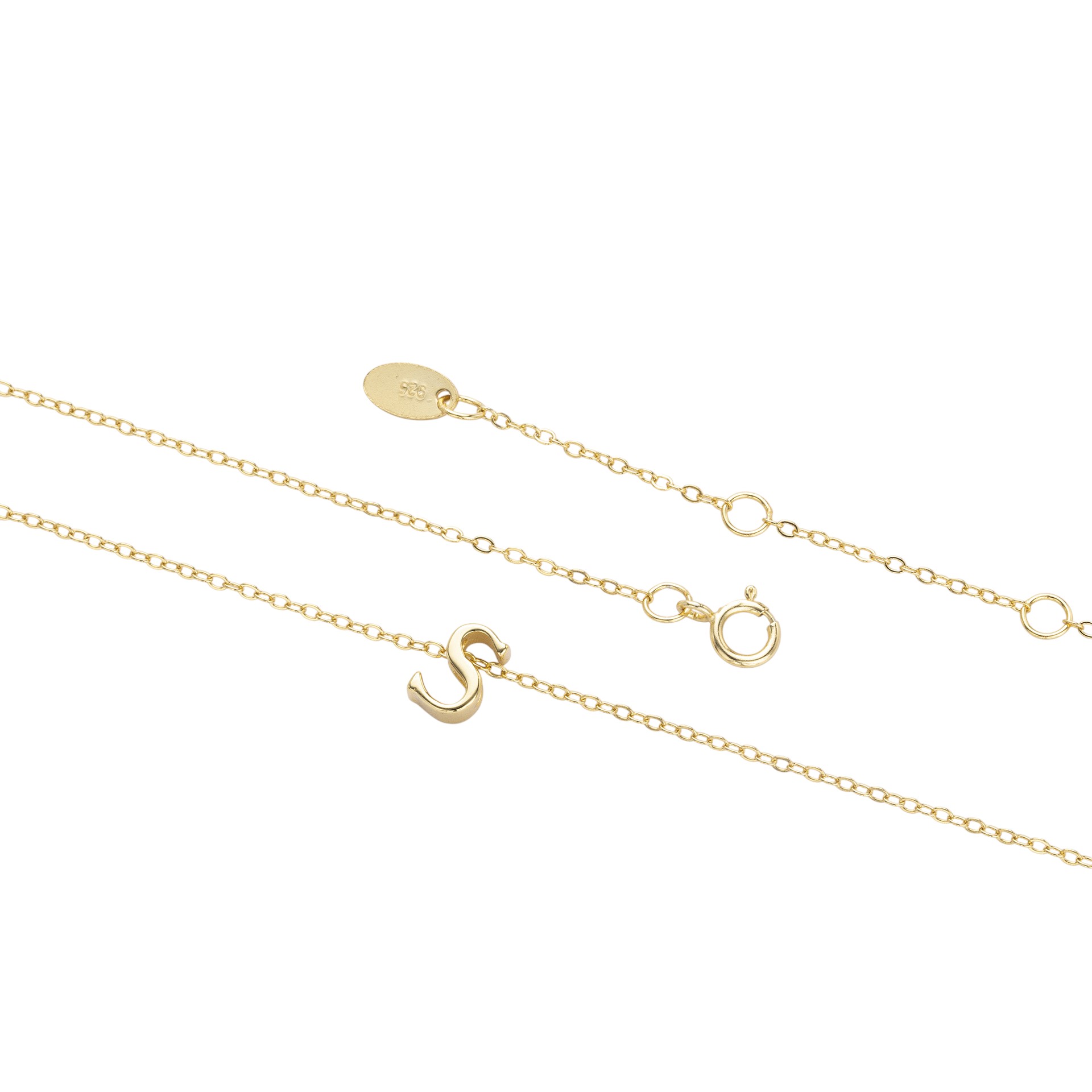 Initial Necklace – S925 Sterling Silver A–Z Alphabet Pendant Clavicle Chain