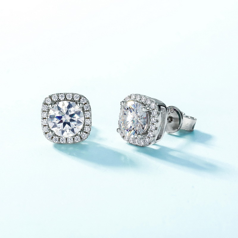 Dazzling Moissanite Stud Earrings – S925 Silver Birthstone Jewelry