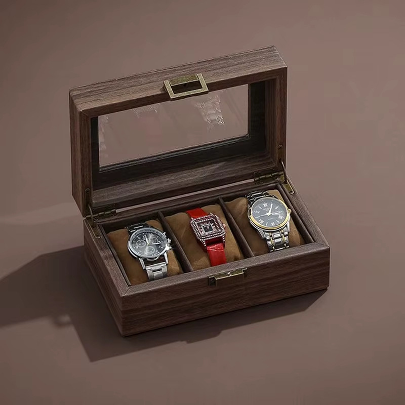 Mens Jewelry Box – Walnut Wood Multi-Compartment Solid Wood Organizer