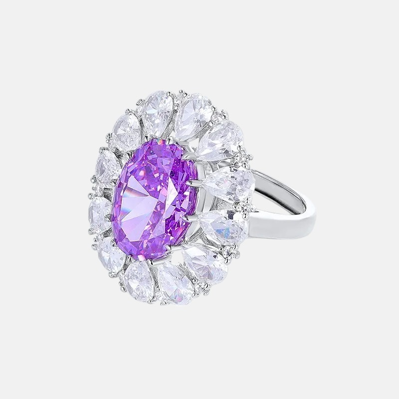 S925 Sterling Silver Oval Aquamarine Ring | Luxury High Carbon Diamond Ice-Cut Ring