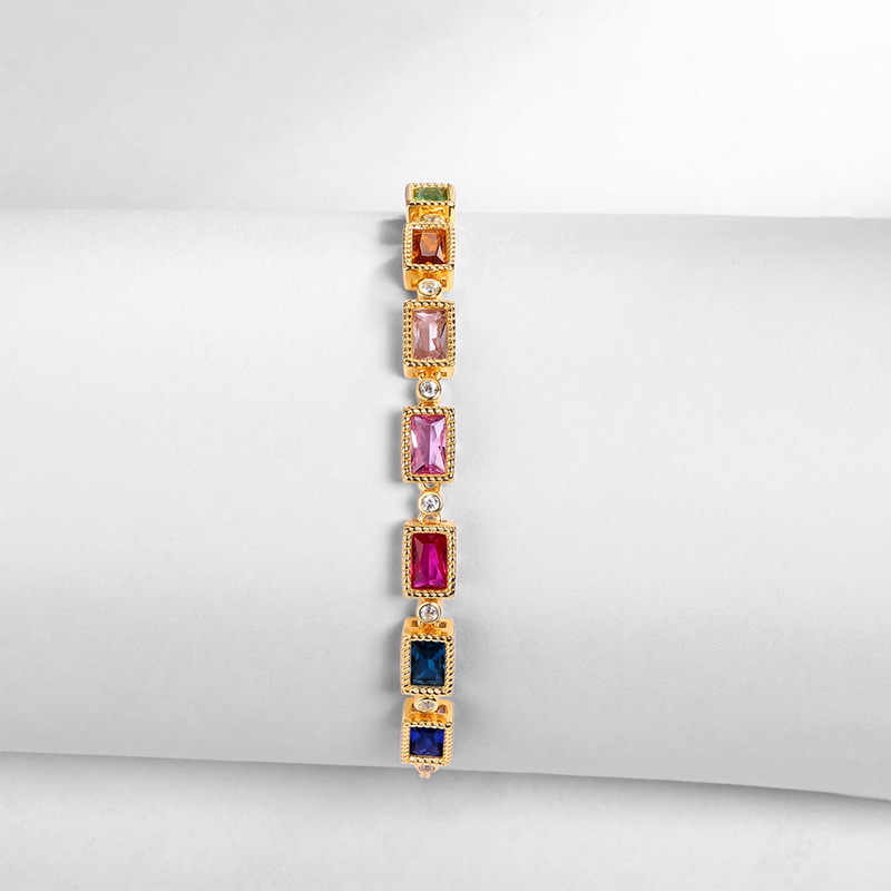 Colorful Bracelet – Gold Plated 925 Silver Rainbow Zircon Bracelet