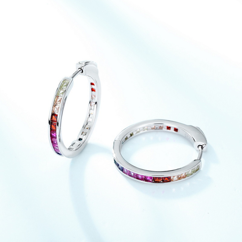 Rainbow Zircon Earrings – Minimalist 925 Sterling Silver Studs