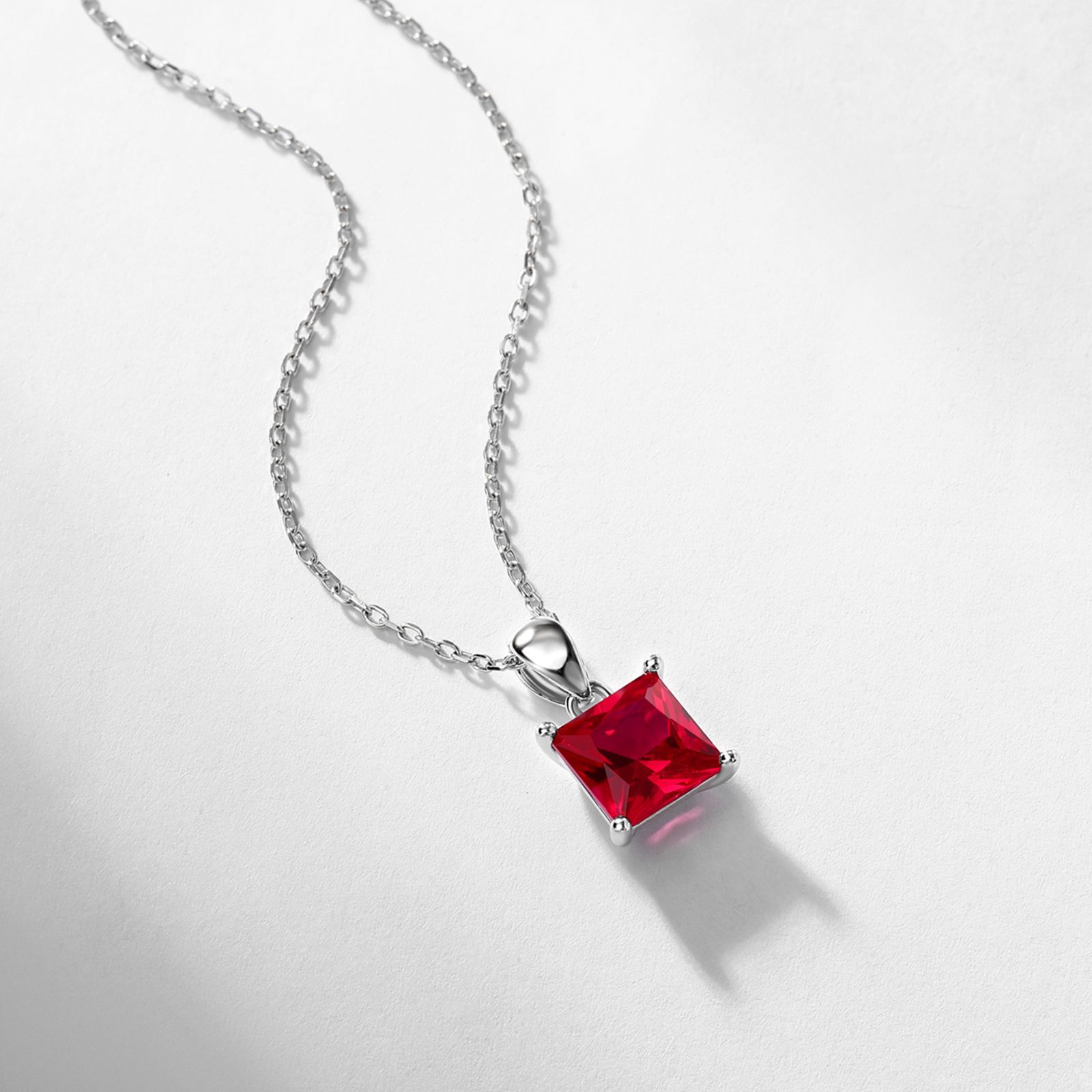 Ruby Pendant Necklace – S925 Sterling Silver Collarbone Necklace