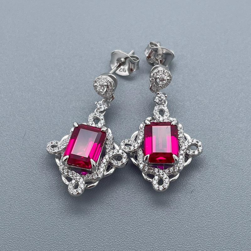 Ruby Stud Earrings-Classic Ruby Stud Earrings in 925 Sterling Silver