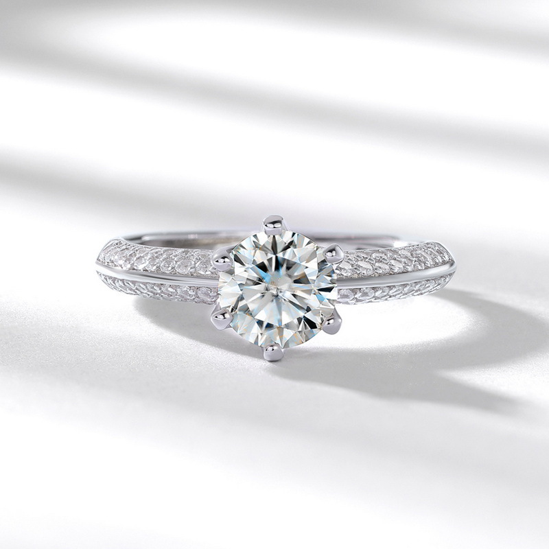 1 Carat Moissanite Engagement Ring in S925 Silver | Couples Wedding Band