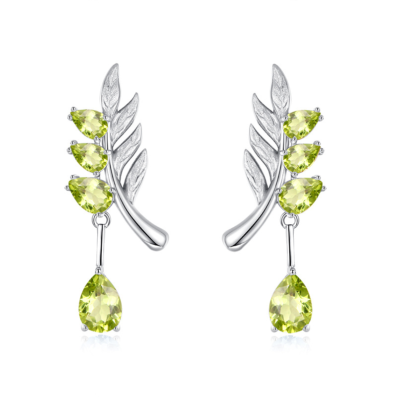 Leaf Pendant Necklace Set – S925 Sterling Silver Crystal Jewelry | Blingku