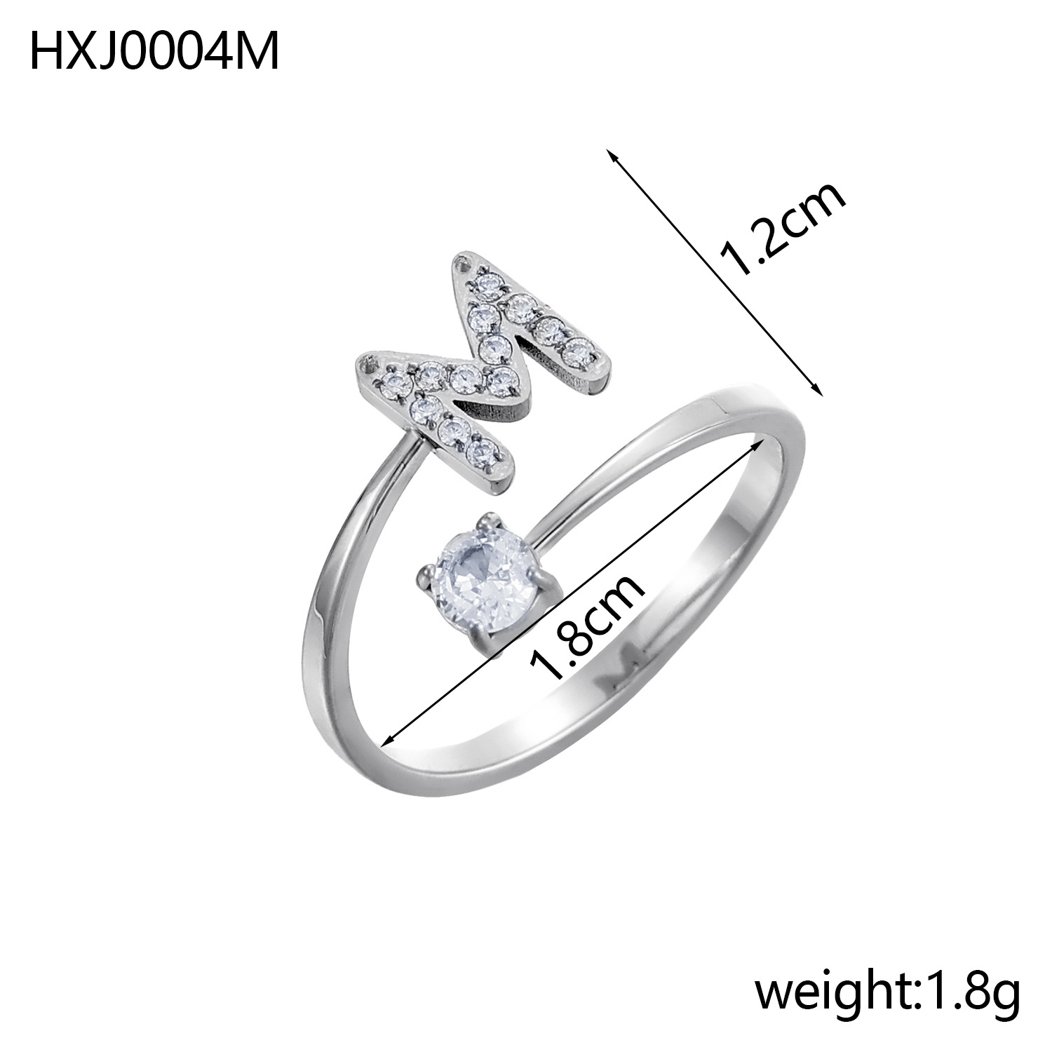 Initial Ring – Diamond-Studded Alphabet Open Ring for Women | Customizable