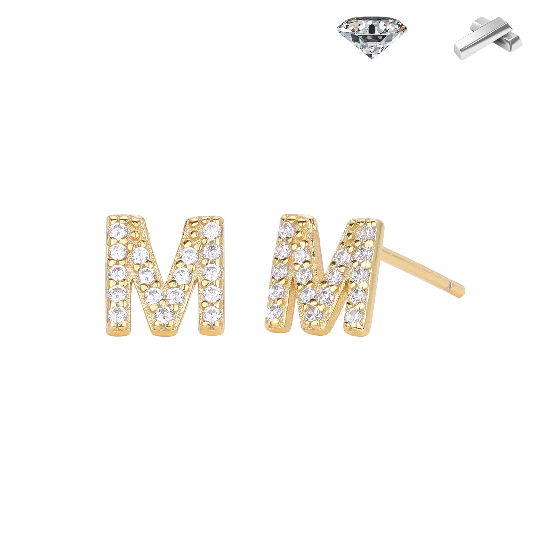 Letter Earrings – S925 Sterling Silver Alphabet Stud Earrings 
