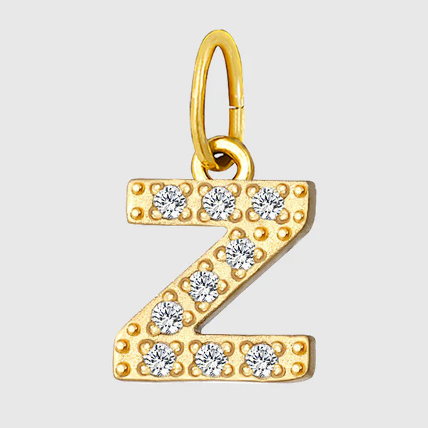 Initial Charm – Pave Full CZ Double Circle Alphabet Pendant for DIY Jewelry