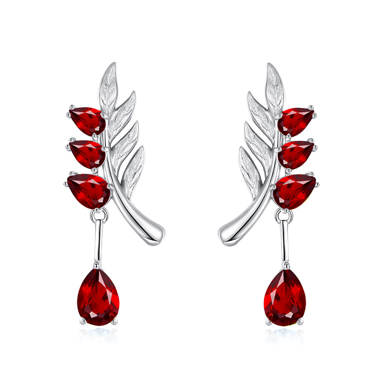 Leaf Pendant Necklace Set – S925 Sterling Silver Crystal Jewelry | Blingku