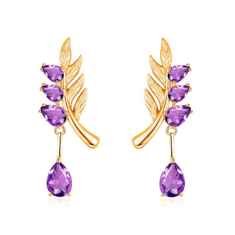 Leaf Pendant Necklace Set – S925 Sterling Silver Crystal Jewelry | Blingku