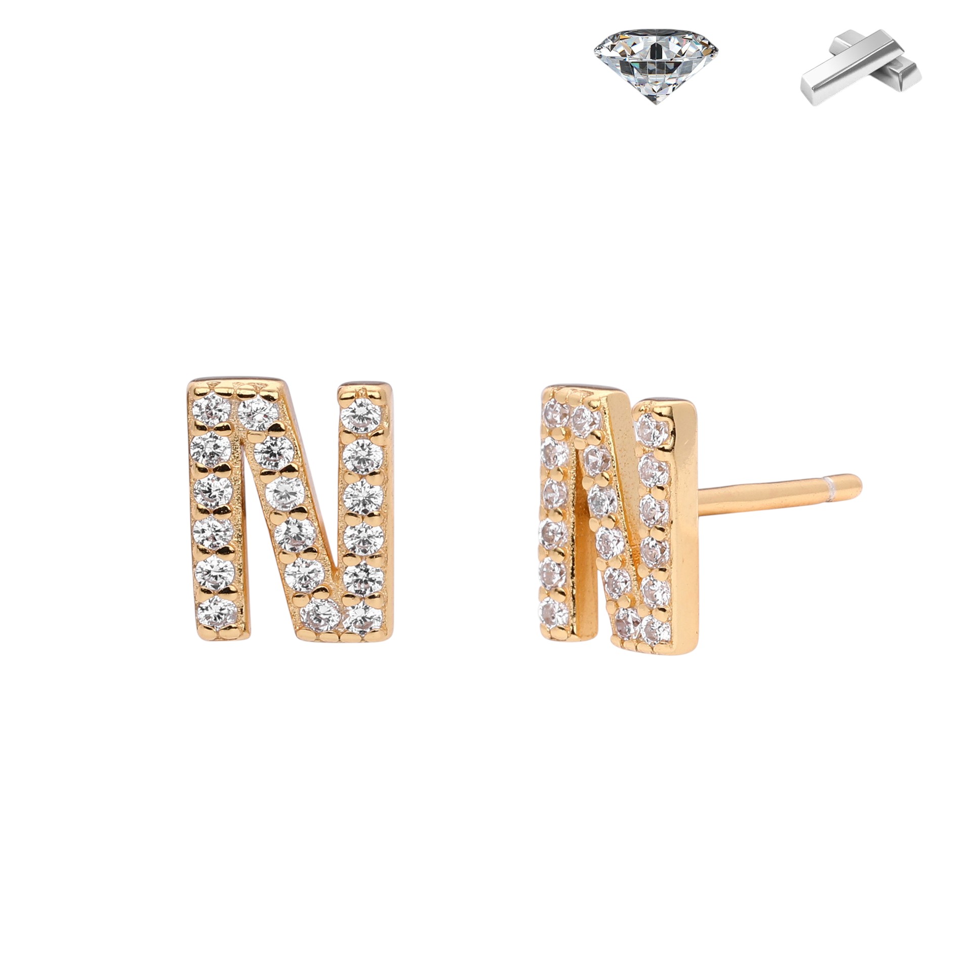 Letter Earrings – S925 Sterling Silver Alphabet Stud Earrings 