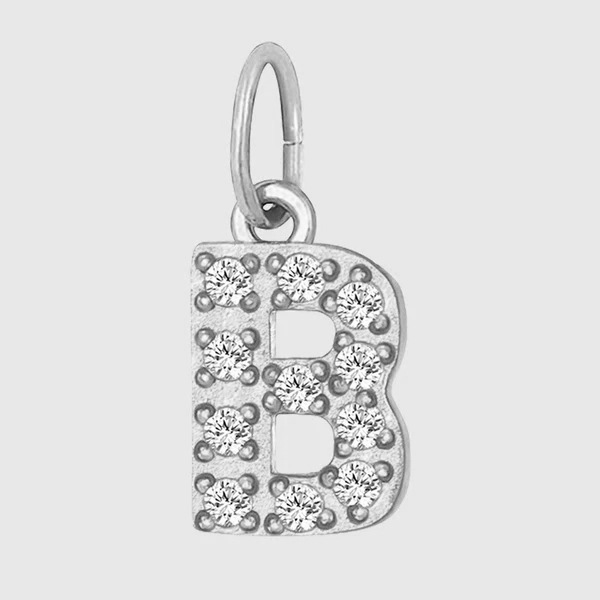 Initial Charm – Pave Full CZ Double Circle Alphabet Pendant for DIY Jewelry