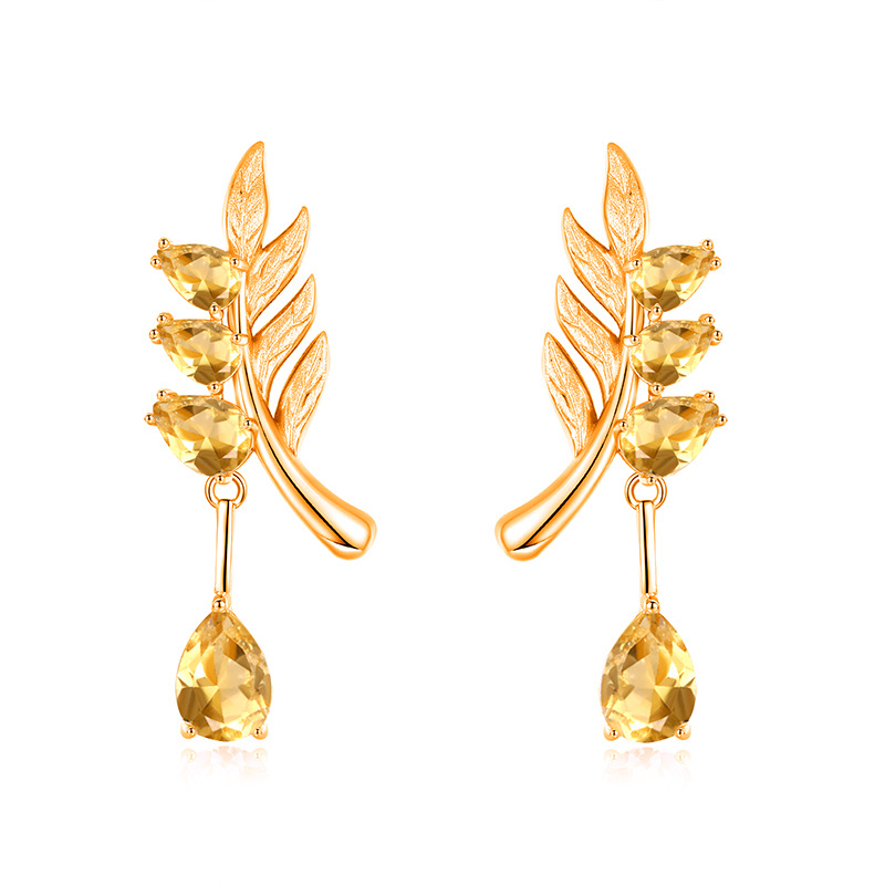 Leaf Pendant Necklace Set – S925 Sterling Silver Crystal Jewelry | Blingku