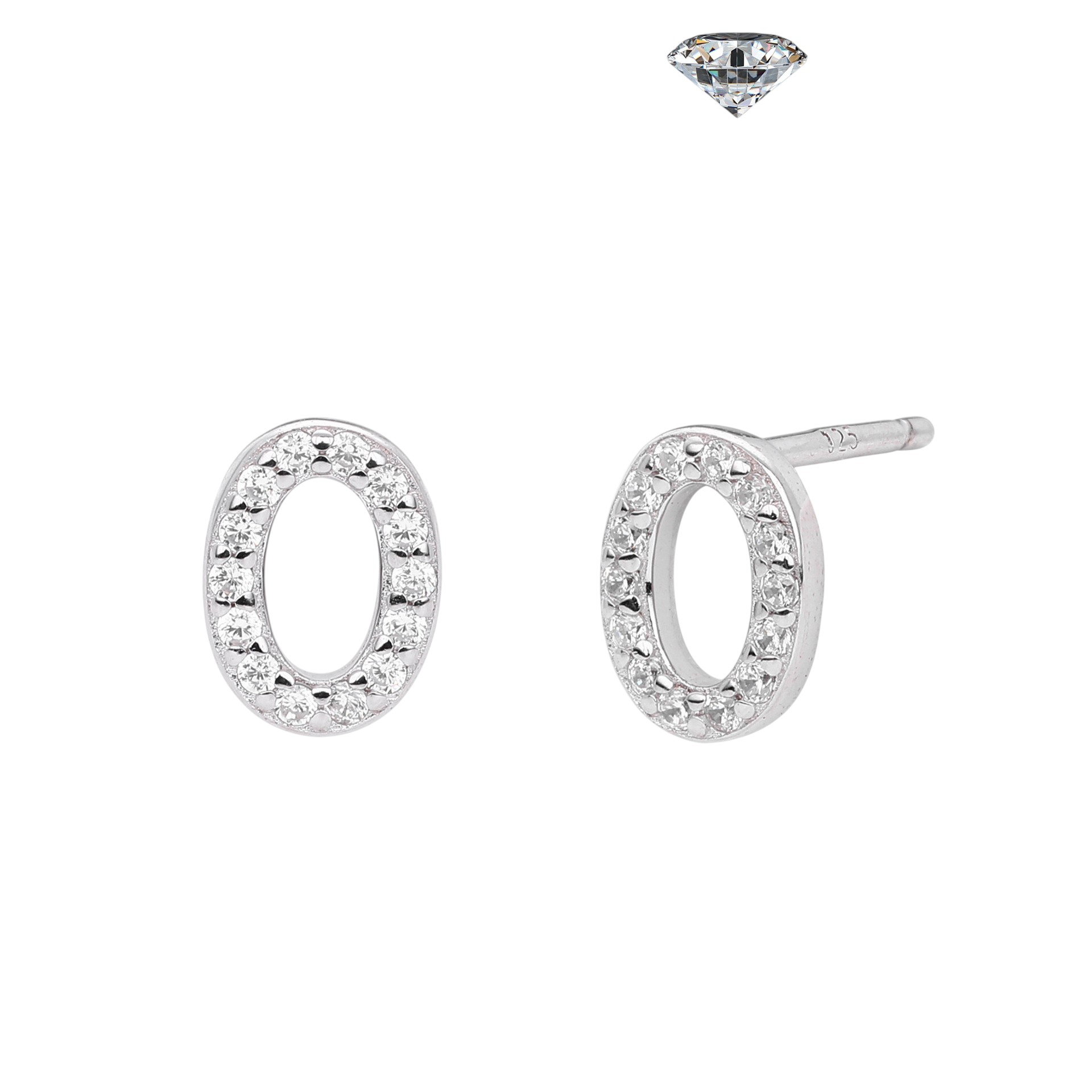 Letter Earrings – S925 Sterling Silver Alphabet Stud Earrings 