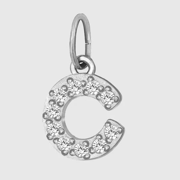 Initial Charm – Pave Full CZ Double Circle Alphabet Pendant for DIY Jewelry