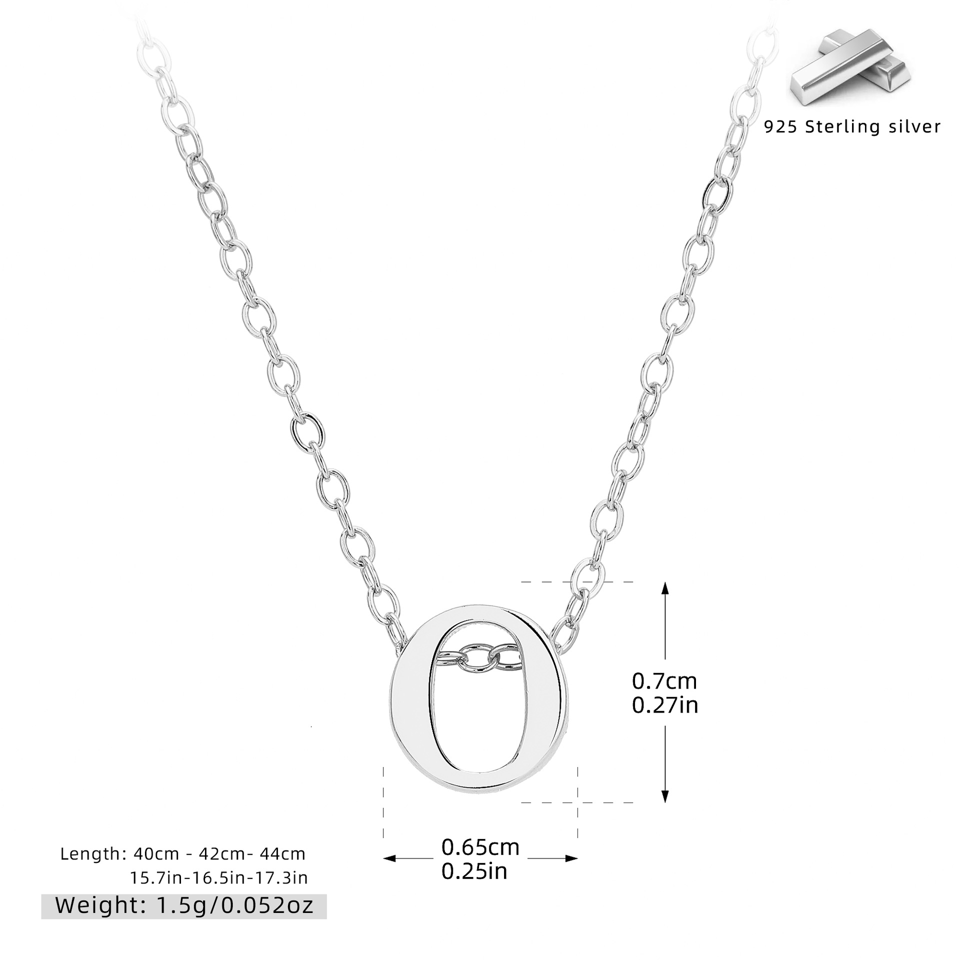Initial Necklace – S925 Sterling Silver A–Z Alphabet Pendant Clavicle Chain