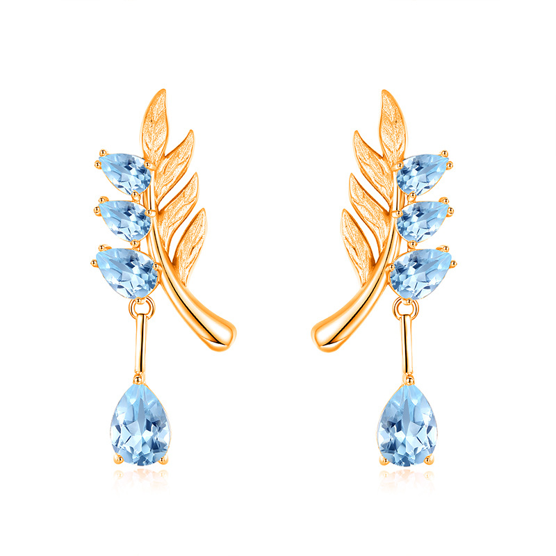 Leaf Pendant Necklace Set – S925 Sterling Silver Crystal Jewelry | Blingku